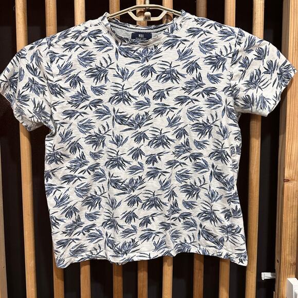 MBX Other - MBX T Shirt Men Size M Blue White All Over Print Floral Short Sleeve 100% Cotton